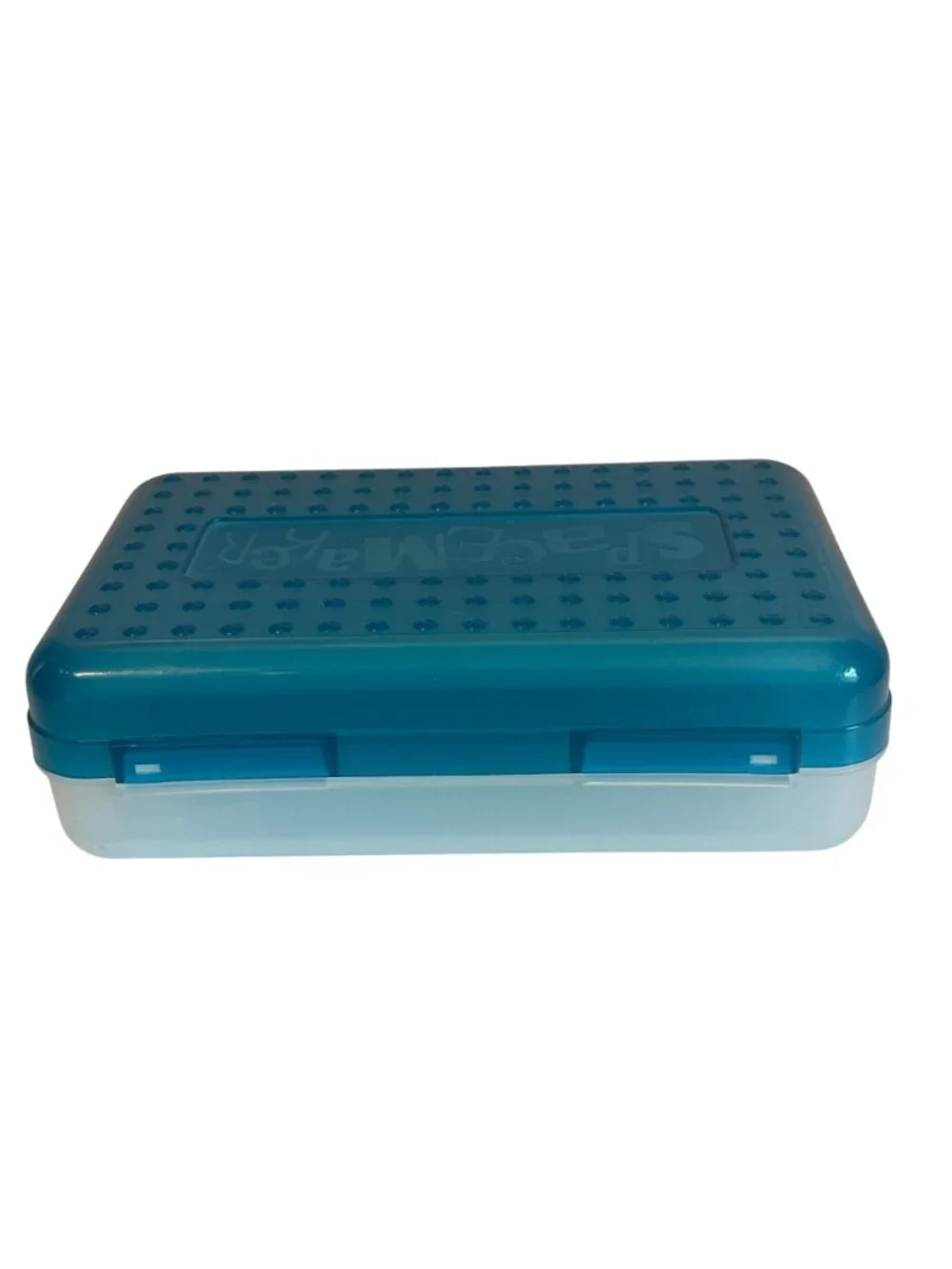 Vtg Translucent Blue SpaceMaker Storage Box Crafts School Supplies & More